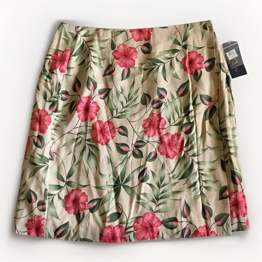 New Charter Club Skirt W Size 8 Wrap Tropical Hawaiian Floral Lined Sarong
